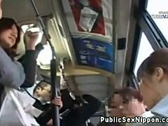 Japanese amateur gives hj on public bus