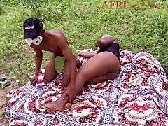 18-year-old maid gets her pussy pounded by a lucky BBC in an African village