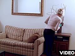 Polish porn video featuring a blond woman giving a deepthroat to her boss