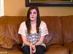 Young woman with braces gets rough casting couch experience