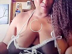 Live African-American webcam with focus on butt