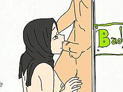 Indonesisk tegneseriepige får animeret blowjob og cumshot