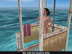 A sensual English audio tale featuring a delightful 3D animated pornographic video of a girl posing seductively at the beach and showering