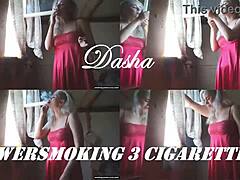 Dasha's extreme sports and smoking fetish in a classic video