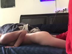 Deep fucking and creampie for a tight pussy in doggystyle position