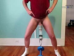 Blowjob and Penis Enlargement: Solo Male Swings with Penis Pump