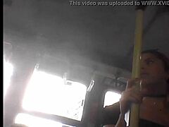 Voyeur captures hot young lady getting her tits rubbed on the bus