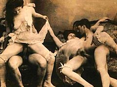 Sexo grupal vintage y mamadas en este video porno vintage