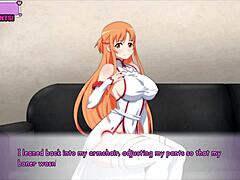 Pussy casting with Waifu hub's anime pornstar Asuna on the couch
