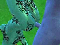 Teen babe med store bryster liker å ha sex utendørs i Avatar