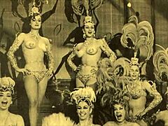 Vintage showgirls strip down and show off their natural tits
