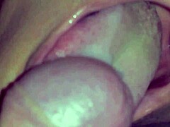 Watch my cumshot drip into her mouth in a close up view
