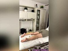 Russian mistress depilates and teases her submissive feet