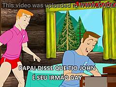 Ilustración en dibujos animados de sexo gay caliente con un hombre mayor