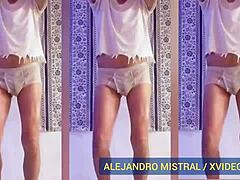 Alejandro's intimate solo session in colorful underwear