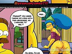 Marge blir stygg med sin granne Ned i ett hett animerat hentai-spel