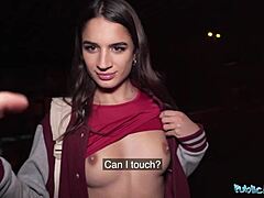French model with big tits enjoys doggystyle sex with a stranger in public