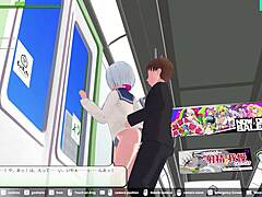 Хитрый аниме-минет и кремпай в лифте во время h-игры