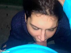 Amateur guy gives rough deepthroat and facial in public