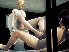 Јапански аниме хентаи са Квистисом из Финал Фантаси у тврдом сусрету у купатилу