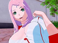 Experience a 3D hentai game featuring Nurse Sakura in POV