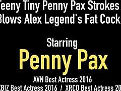 Penny Pax is a red-haired adult film star with great big natural tits who gives a very hot handjob.