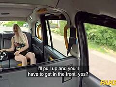 Liz Rainbow, the blonde with small boobs, gets fisted and fucked in a fake taxi